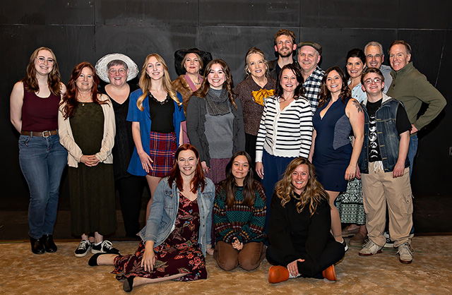 The cast of "Calendar Girls" at the Black Box. Left to right: Addie Keller, Holly O'Hair, Odette Little, Rose Carnivele, Karen Greuel, Olivia Greenwald, Alison Hage, Tracy Parr, Nathan Bodecker, Travis Greuel, Emily Kunash, Theresa Voge Kaman, Skye Schoen, Jay Geller, and Stephen Pickering.
Seated: April Noel, Mailin Contreras, Maggie McCord